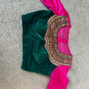 Size small velvet embroidered saree blouse